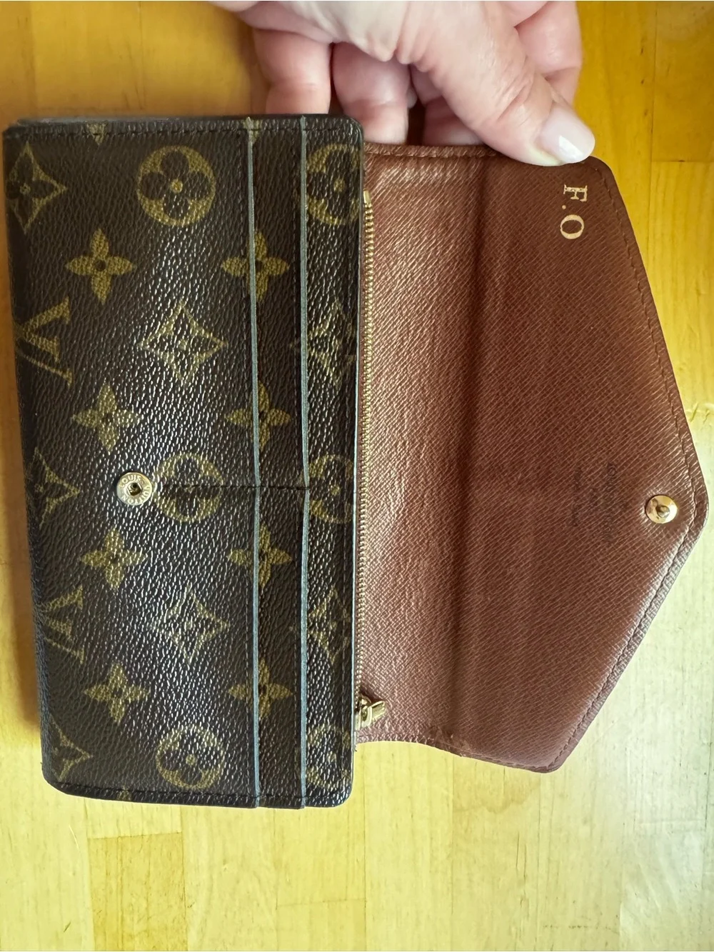 Pre-Loved Louis Vuitton Monogram Canvas Brown Envelope Wallet with Branded Snap